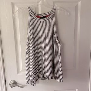 Black and white striped tank - size L